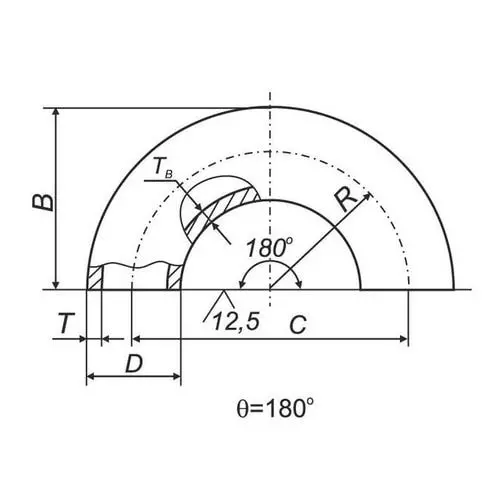 Отводы 180 в ВУС 15x21.3x2 мм 17Г1С ГОСТ 17375-2001